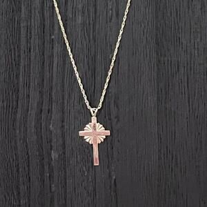 Vintage Sterling Silver Cross Necklace 925 Rope Chain Religious Jewelry Gift